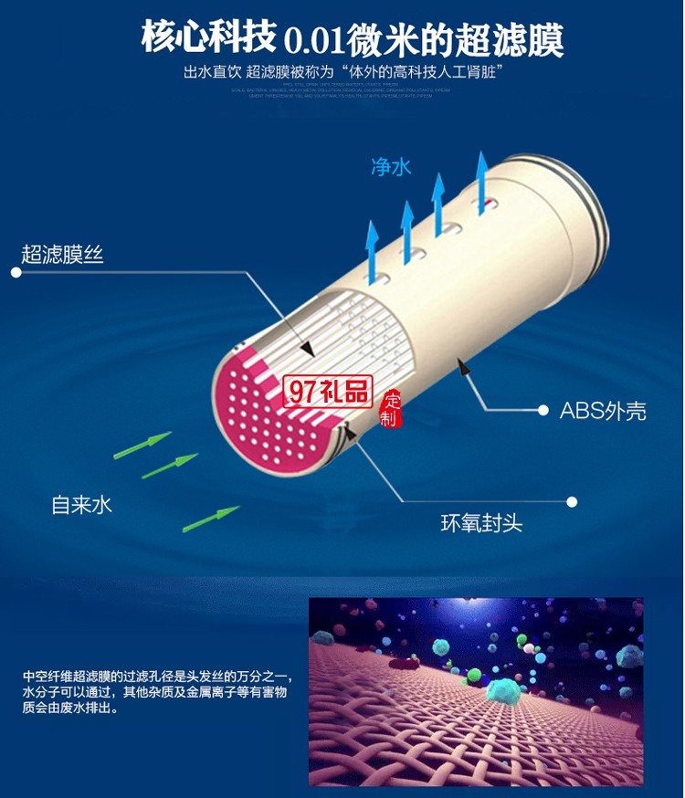 家用廚房過濾器弱堿水凈水器 礦物質(zhì)能量直飲機定制公司廣告禮品