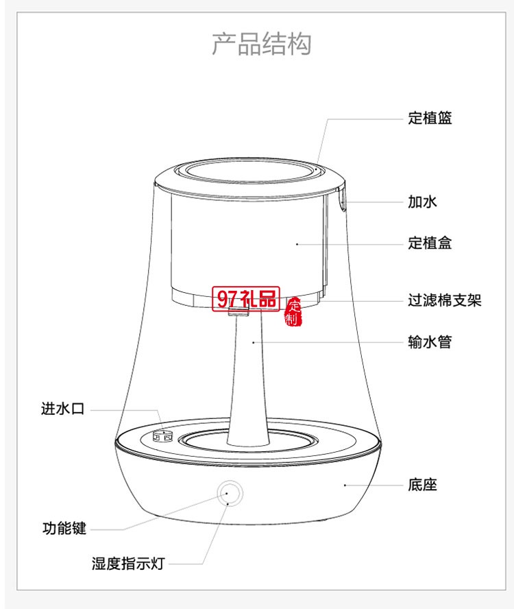 智能種植機(jī)花盆辦公室盆栽定制公司廣告禮品