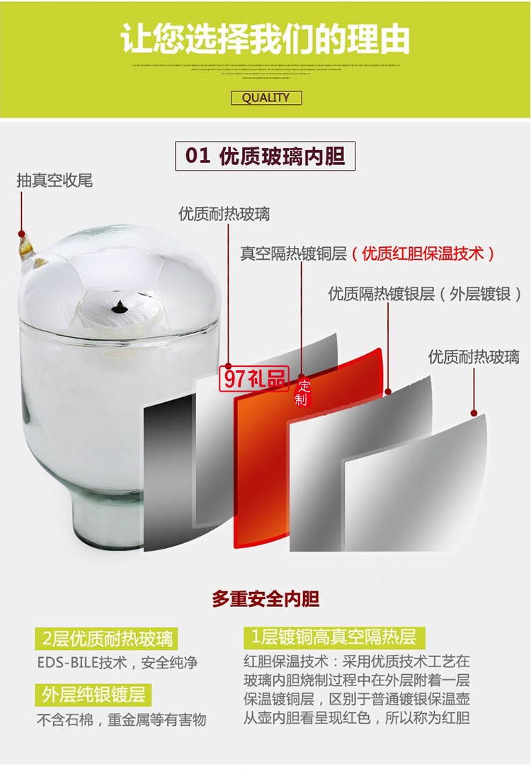  新款大容量歐式咖啡壺 家用保溫壺熱水瓶玻璃內(nèi)膽真空保溫瓶