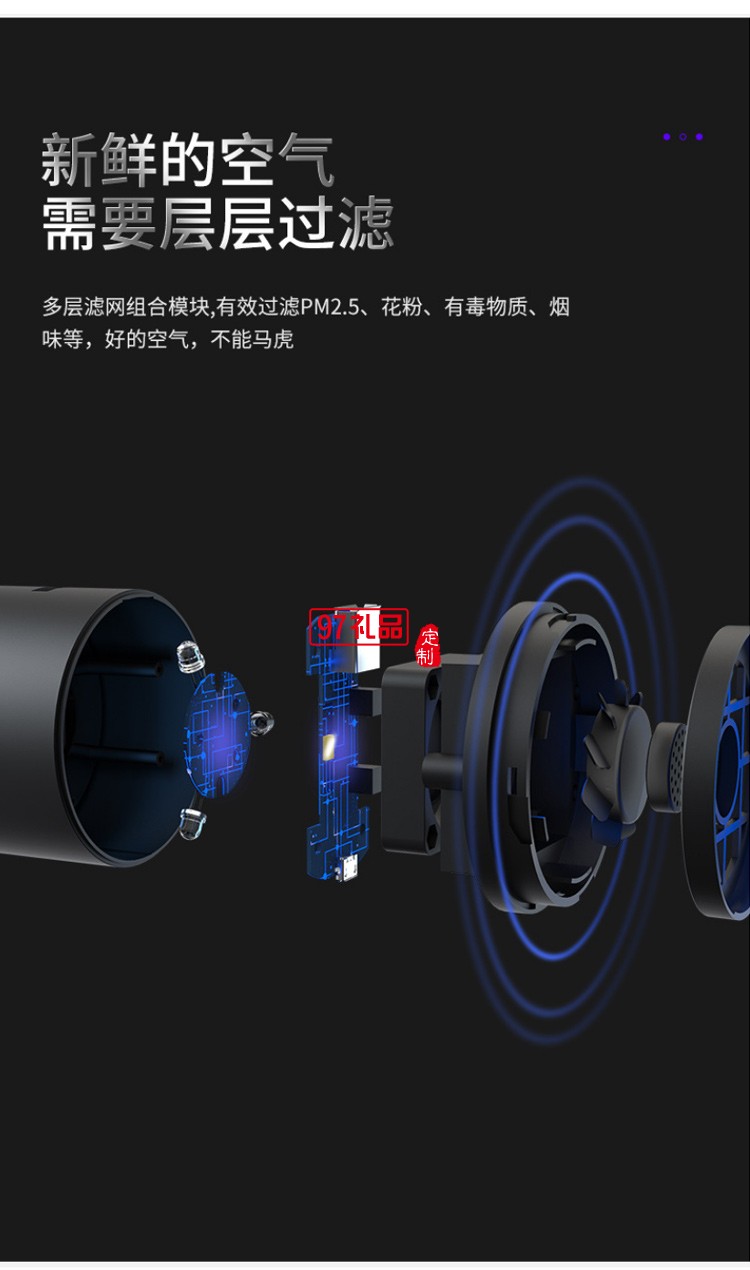 空氣凈化器消毒機車載清新二手煙桌面迷你隨身除甲醛去煙味負離子