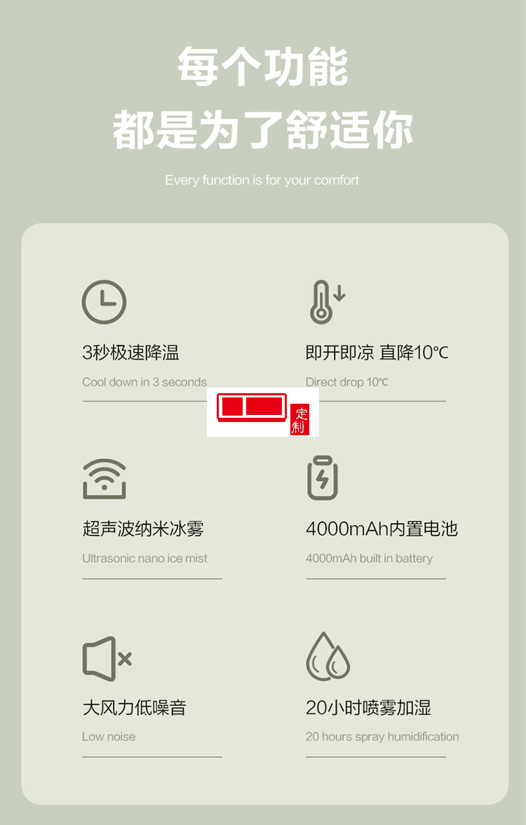 雙扇葉雙噴霧風(fēng)扇usb桌面空調(diào)扇