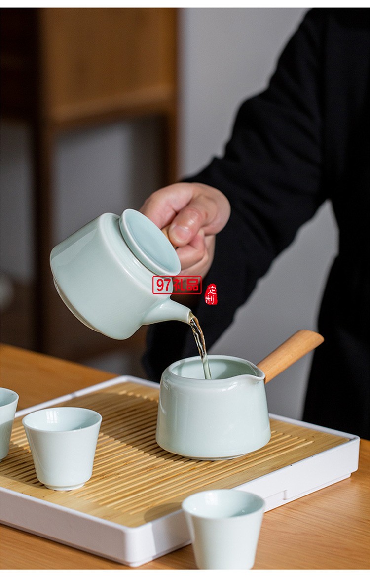 地產(chǎn)銀行禮品茶具套裝青瓷側(cè)把壺套裝保險(xiǎn)商務(wù)伴手禮品LOGO