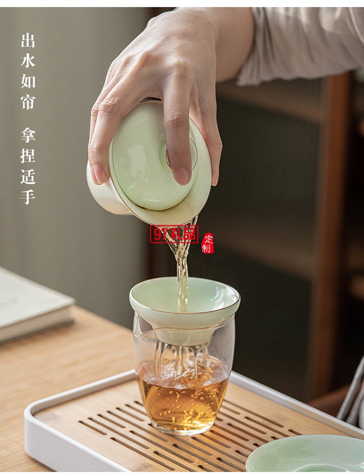 膠囊包雙側(cè)把壺旅行茶具套裝帶茶盤便攜式蓋碗陶瓷功夫茶具