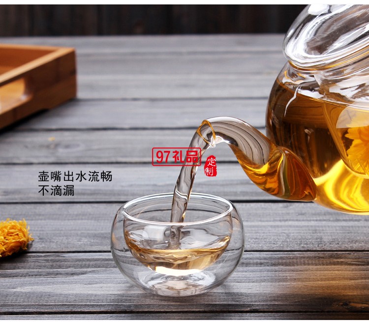 加厚耐熱玻璃茶壺功夫茶具套裝 花茶壺透明過濾內膽玻璃茶具