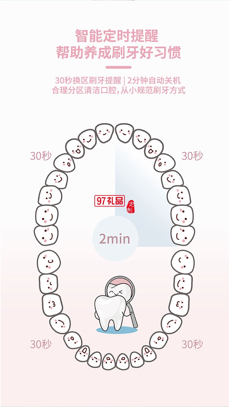 IPX7級(jí)防水等級(jí)易于手持防水防滑兒童電動(dòng)牙刷