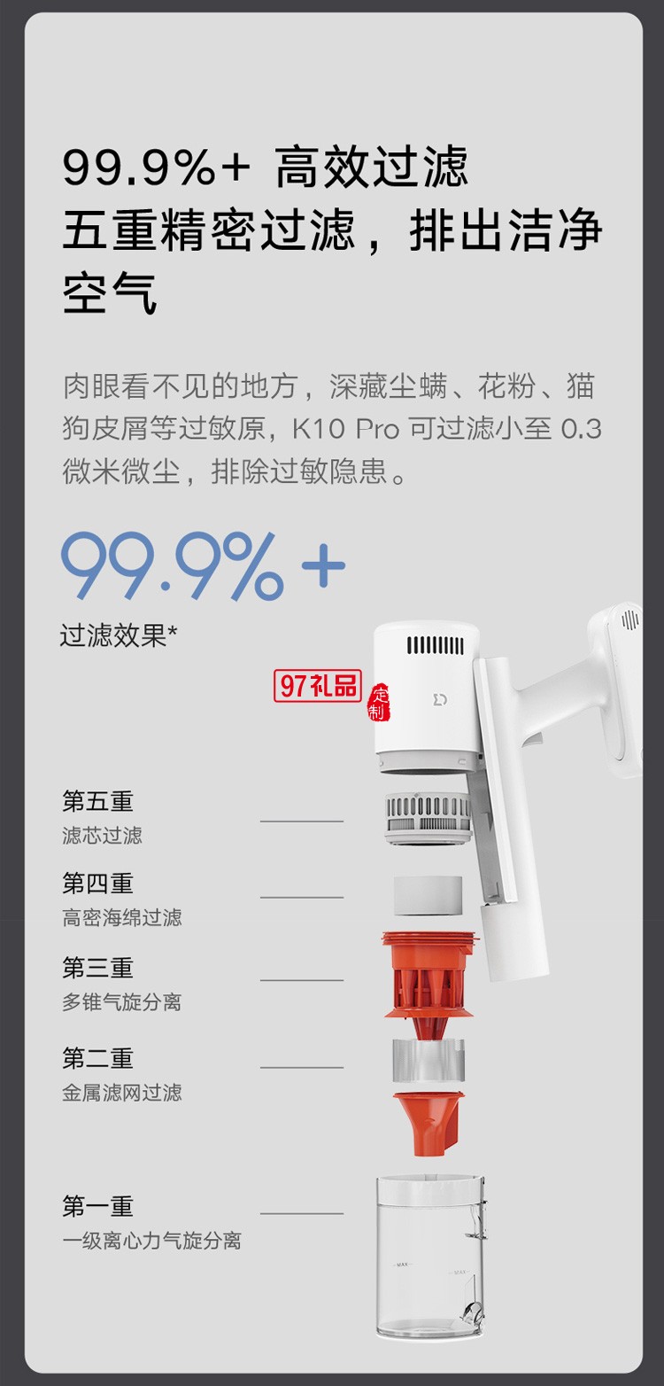 米家手持無(wú)線吸塵器K10Pro家用吸擦一體大吸力除螨定制公司廣告禮品