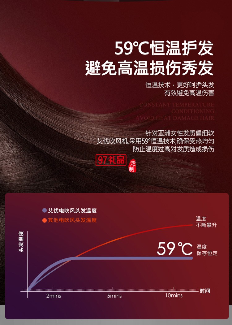 ApiYoo艾優(yōu)電吹風(fēng)機(jī)恒溫負(fù)離子PF7定制公司廣告禮品